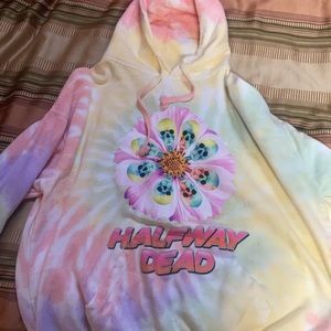 Halfway Dead vibrant tie dye hoodie